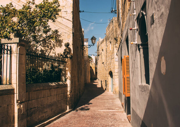 Urban street view in the center of Siggiewi, Malta