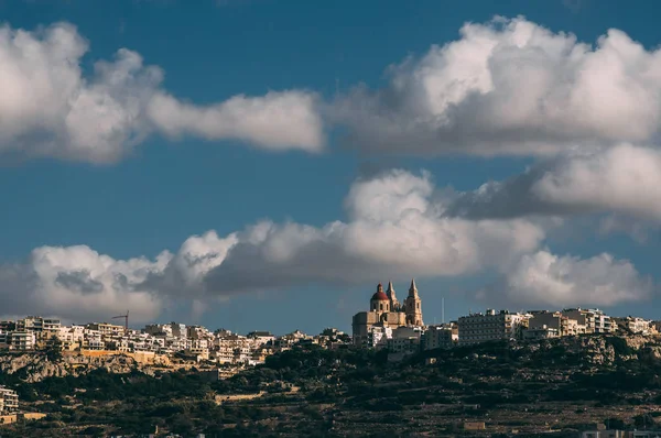 Pohled Farní Kostel Mellieha Malta — Stock fotografie