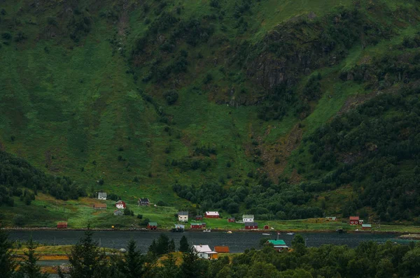 Вид Поселок Горы Лофских Островах Норвегия — стоковое фото