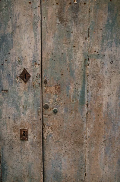 Old Door Different Paint Use Natural Background — Stock Photo, Image