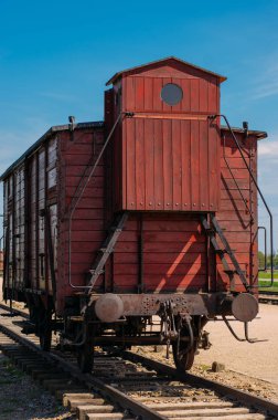 Vagon içinde Auschwitz - Birkenau toplama kampı yakınlarında Krakow, Polonya