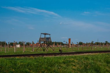 Muhafız Kulesi Auschwitz - Birkenau toplama kampı yakınlarında Krakow, Polonya