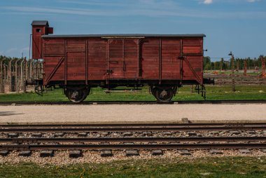 Vagon içinde Auschwitz - Birkenau toplama kampı yakınlarında Krakow, Polonya