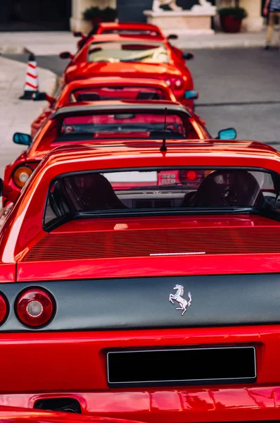 Ferrari Show Října 2016 Valletta Malta Zadní Pohled Červené Ferraries — Stock fotografie