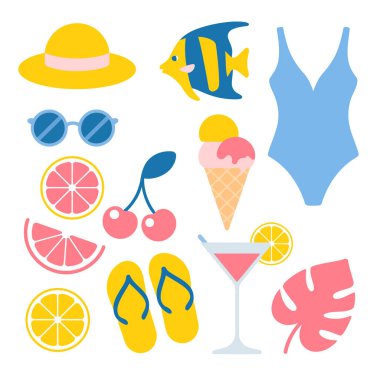 simgelerin yaz seti vektör çizimi tasarımı