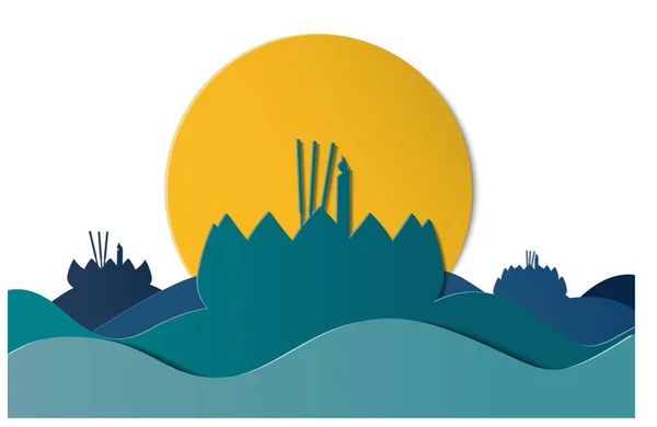 Beyaz arka planda Tayland 'da Loy Krathong festivalinin kağıt stili