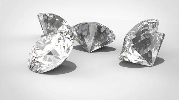 Lyx diamanter på whte bakgrunder-urklippsbana. 3D-rendering modell — Stockfoto