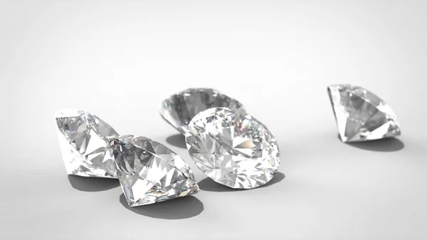 Diamantes de lujo sobre fondos de ballena. Enfoque selectivo. Modelo de renderizado 3D —  Fotos de Stock