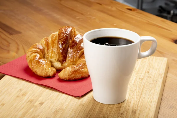 Cup Coffee Croissant Red Serviette Royalty Free Stock Photos