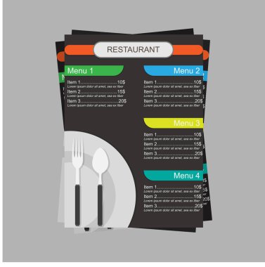 Çatal bıçak takımları düz vektör konsept illüstrasyon tasarım şablonu ile Restaurant menü.