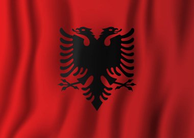 Arnavutluk gerçekçi dalgalanan bayrak illüstrasyon vektör. Ulusal ülke arka plan sembolü. Bağımsızlık günü.