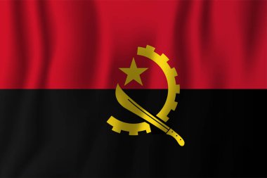 Angola gerçekçi dalgalanan bayrak illüstrasyon vektör. Ulusal ülke arka plan sembolü. Bağımsızlık günü.
