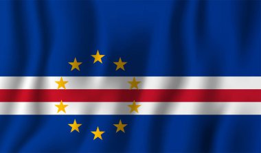 Cape Verde gerçekçi dalgalanan bayrak illüstrasyon vektör. Ulusal ülke arka plan sembolü. Bağımsızlık günü.