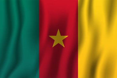 Kamerun gerçekçi dalgalanan bayrak illüstrasyon vektör. Ulusal ülke arka plan sembolü. Bağımsızlık günü.