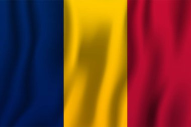 Chad gerçekçi dalgalanan bayrak illüstrasyon vektör. Ulusal ülke arka plan sembolü. Bağımsızlık günü.