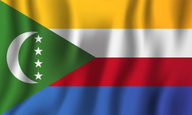 Komor gerçekçi dalgalanan bayrak illüstrasyon vektör. Ulusal ülke arka plan sembolü. Bağımsızlık günü.