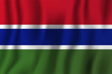 Gambiya gerçekçi dalgalanan bayrak illüstrasyon vektör. Ulusal ülke arka plan sembolü. Bağımsızlık günü.