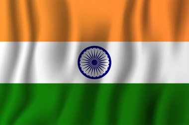 Hindistan gerçekçi dalgalanan bayrak illüstrasyon vektör. Ulusal ülke arka plan sembolü. Bağımsızlık günü.