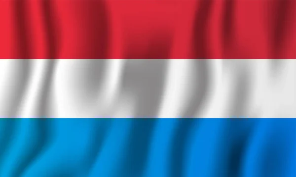 Luxemburgo Realista Ondeando Bandera Vector Ilustración Símbolo Nacional Fondo Día — Vector de stock