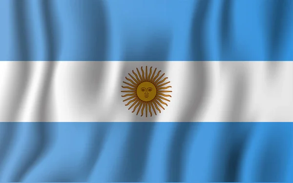 Argentina Realista Ondeando Bandera Vector Ilustración Símbolo Nacional Fondo Día — Archivo Imágenes Vectoriales