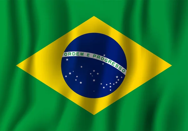 Brasil Realista Acenando Ilustração Vetorial Bandeira Símbolo Fundo Nacional Dia — Vetor de Stock