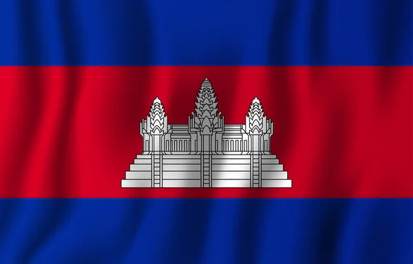 Illustration Vectorielle Réaliste Drapeau Cambodge Symbole Fond National Jour Indépendance — Image vectorielle