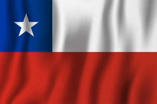 Chile Ilustración Vectorial Ondeando Bandera Realista Símbolo Nacional Fondo Día — Vector de stock