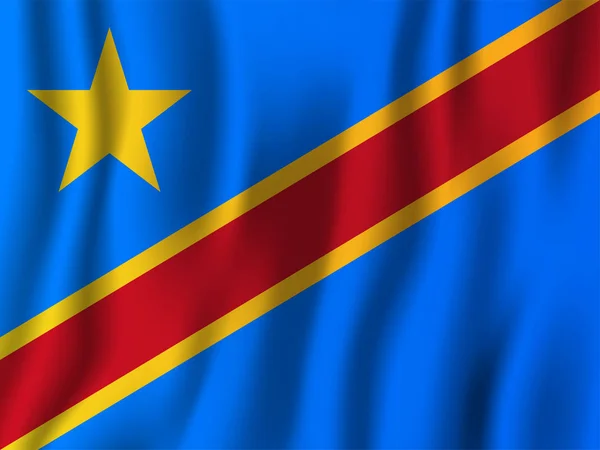 Demokratische Republik Kongo Realistische Flaggenschwenken Vektor Illustration Nationales Hintergrundsymbol Unabhängigkeitstag — Stockvektor