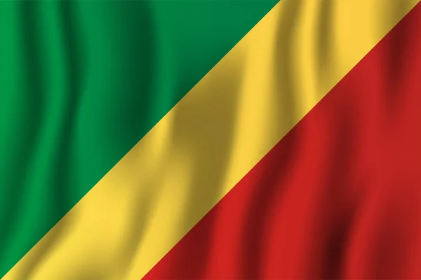 Republiken Kongo Realistiska Viftande Flagga Vektor Illustration Nationella Land Bakgrund — Stock vektor
