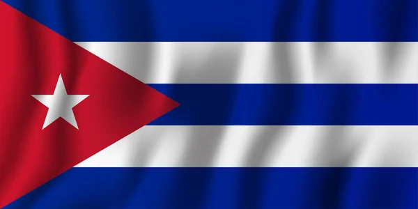 Cuba Realista Ondeando Bandera Vector Ilustración Símbolo Nacional Fondo Día — Archivo Imágenes Vectoriales