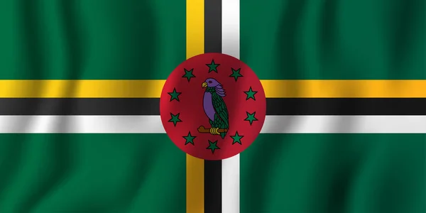 Dominica Realista Acenando Bandeira Vetor Ilustração Símbolo Fundo Nacional Dia — Vetor de Stock