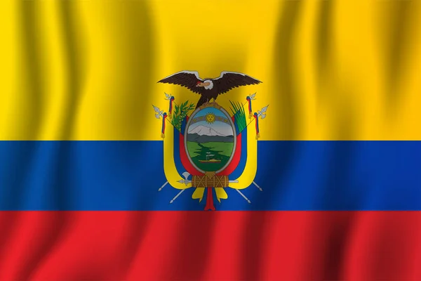 Wapperende Vlag Van Ecuador Vector Illustratie Nationale Land Achtergrond Symbool — Stockvector