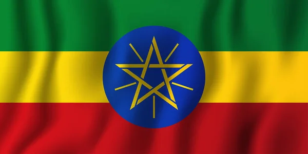 Wapperende Vlag Van Ethiopië Vector Illustratie Nationale Land Achtergrond Symbool — Stockvector