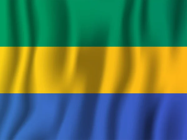 Gabon Realistische Wuivende Vlag Vector Illustratie Nationale Land Achtergrond Symbool — Stockvector