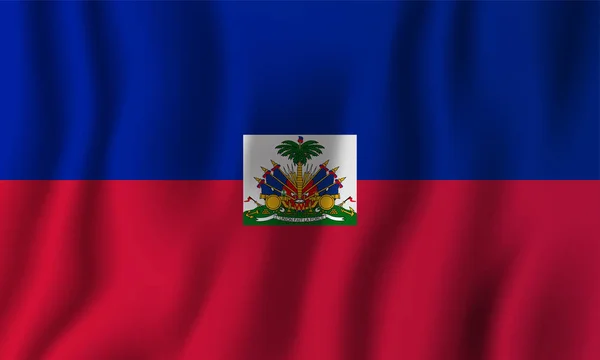 Haití Realista Ondeando Bandera Vector Ilustración Símbolo Nacional Fondo Día — Archivo Imágenes Vectoriales