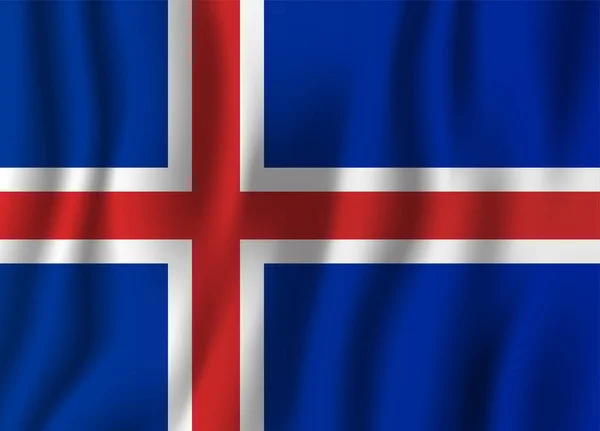 Islandia Realista Ondeando Bandera Vector Ilustración Símbolo Nacional Fondo Día — Archivo Imágenes Vectoriales