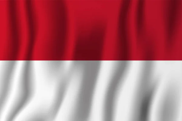 Indonesien Realistisches Fahnenschwenken Vektor Illustration Nationales Hintergrundsymbol Unabhängigkeitstag — Stockvektor