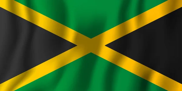 Jamaica Realistische Flaggen Schwenkende Vektor Illustration Nationales Hintergrundsymbol Unabhängigkeitstag — Stockvektor