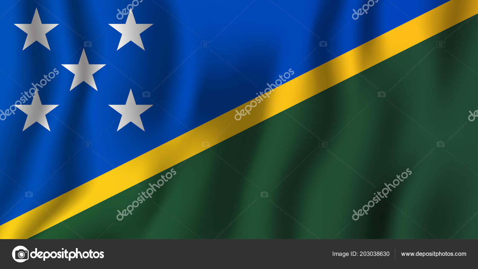 Solomon Islands Realistic Waving Flag Vector Illustration National