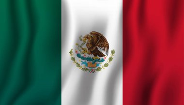 Meksika gerçekçi dalgalanan bayrak illüstrasyon vektör. Ulusal ülke arka plan sembolü. Bağımsızlık günü.