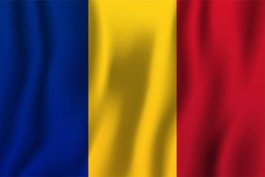 Romanya gerçekçi dalgalanan bayrak illüstrasyon vektör. Ulusal ülke arka plan sembolü. Bağımsızlık günü.