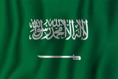 Suudi Arabistan gerçekçi dalgalanan bayrak illüstrasyon vektör. Ulusal ülke arka plan sembolü. Bağımsızlık günü.