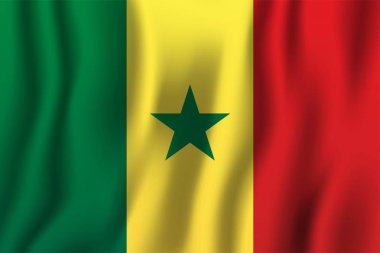 Senegal gerçekçi dalgalanan bayrak illüstrasyon vektör. Ulusal ülke arka plan sembolü. Bağımsızlık günü.
