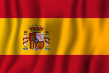 İspanya gerçekçi dalgalanan bayrak illüstrasyon vektör. Ulusal ülke arka plan sembolü. Bağımsızlık günü.