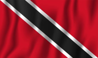Trinidad ve Tobago gerçekçi dalgalanan bayrak illüstrasyon vektör. Ulusal ülke arka plan sembolü. Bağımsızlık günü.