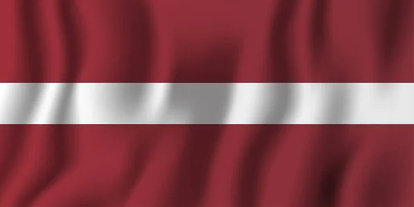 Letonya Gerçekçi Dalgalanan Bayrak Illüstrasyon Vektör Ulusal Ülke Arka Plan — Stok Vektör