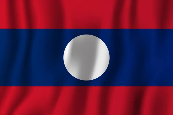 Laos Realista Ondeando Bandera Vector Ilustración Símbolo Nacional Fondo Día — Vector de stock