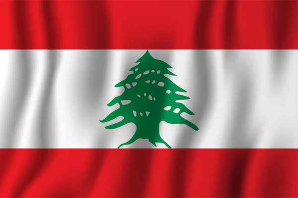 Libano Realistico Sventolando Bandiera Vettoriale Illustrazione Paese Nazionale Simbolo Sfondo — Vettoriale Stock