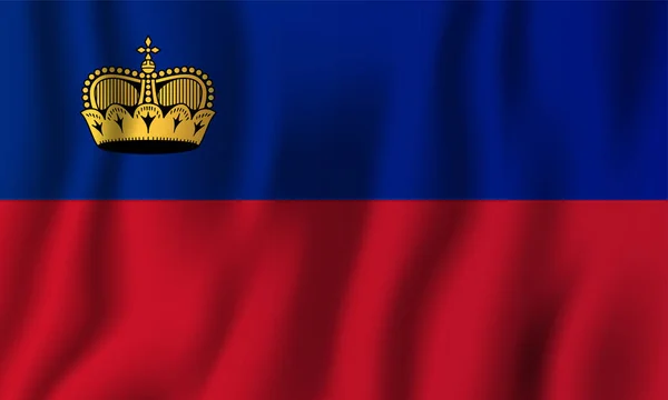 Liechtenstein Realistico Sventolando Bandiera Vettoriale Illustrazione Paese Nazionale Simbolo Sfondo — Vettoriale Stock