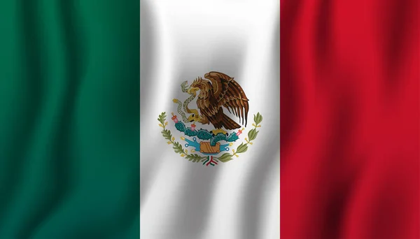 Messico Realistico Sventolando Bandiera Vettoriale Illustrazione Paese Nazionale Simbolo Sfondo — Vettoriale Stock
